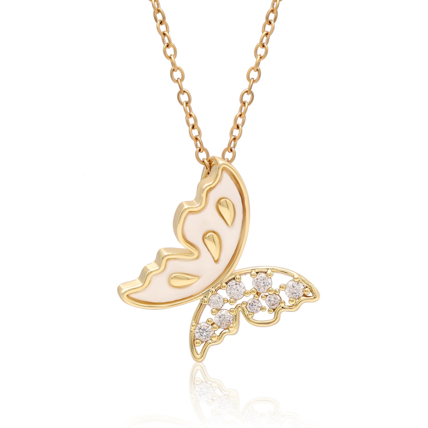 Gold Color Butterfly Shape Surgical Steel 18k Gold Plated Demi Fine Necklace - Preyans.com