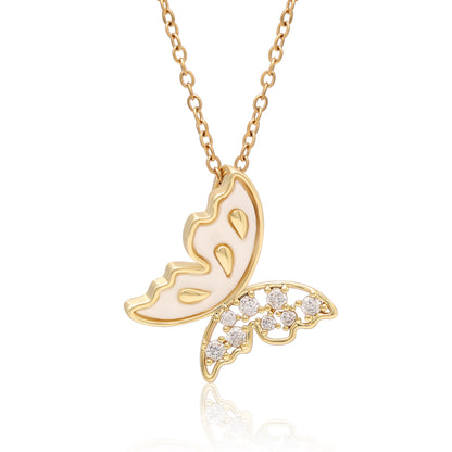 Gold Color Butterfly Shape Surgical Steel 18k Gold Plated Demi Fine Necklace - Preyans.com