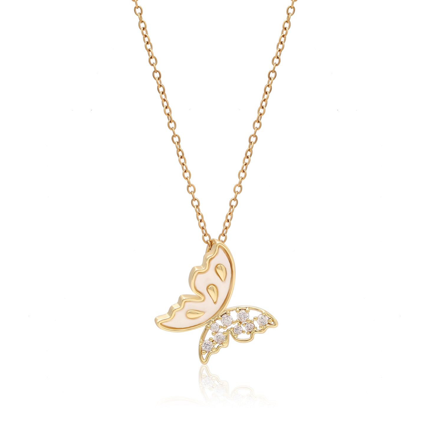 Gold Color Butterfly Shape Surgical Steel 18k Gold Plated Demi Fine Necklace - Preyans.com
