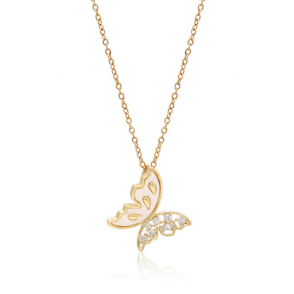 Gold Color Butterfly Shape Surgical Steel 18k Gold Plated Demi Fine Necklace - Preyans.com