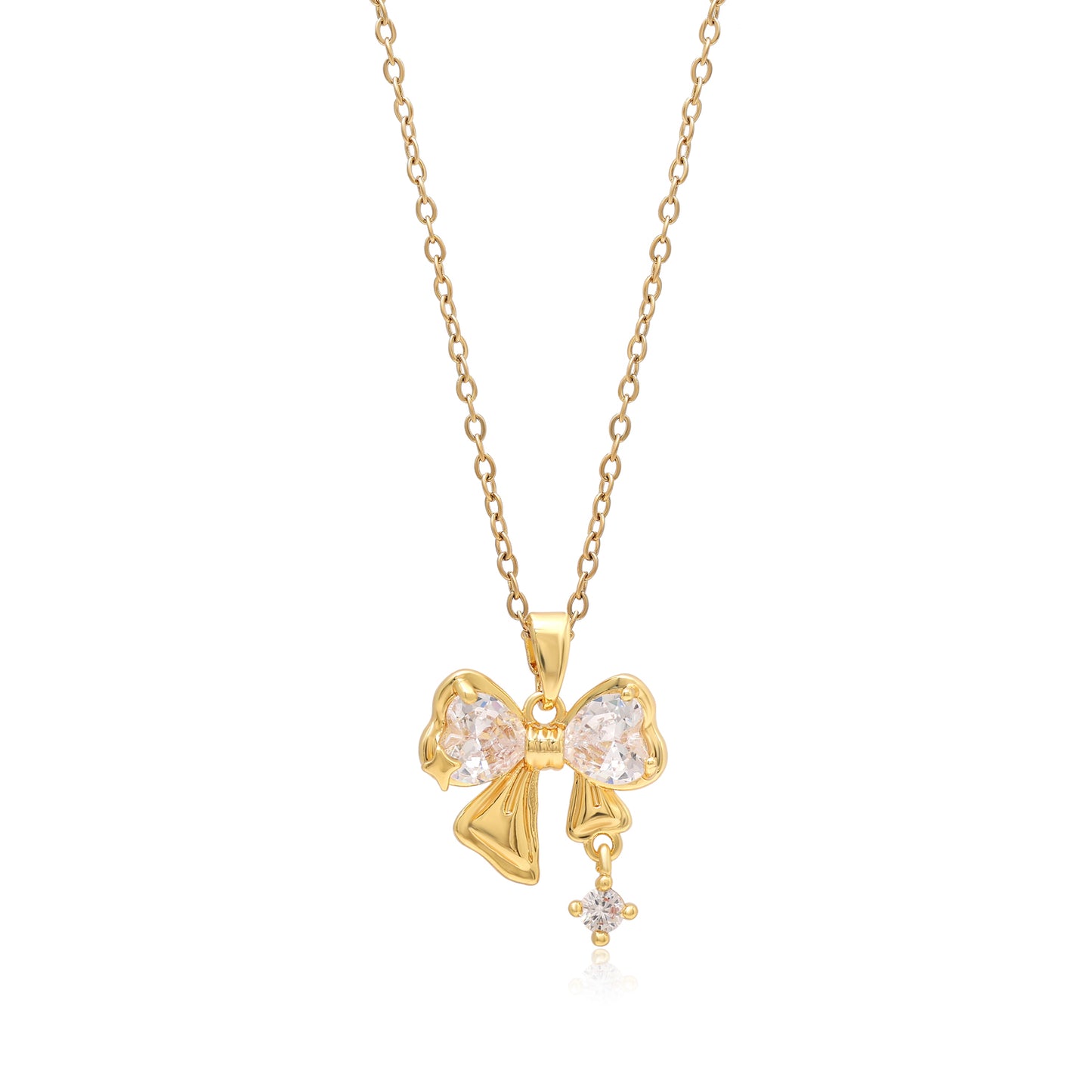 White Color Heart Shape Surgical Steel 18k Gold Plated Demi Fine Necklace - Preyans.com