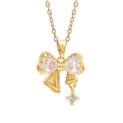 White Color Heart Shape Surgical Steel 18k Gold Plated Demi Fine Necklace - Preyans.com