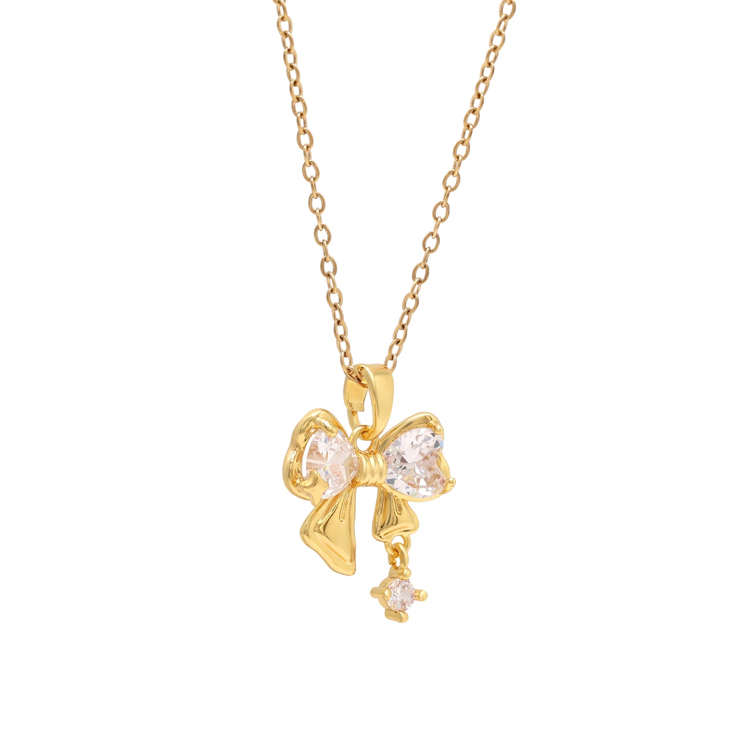 White Color Heart Shape Surgical Steel 18k Gold Plated Demi Fine Necklace - Preyans.com