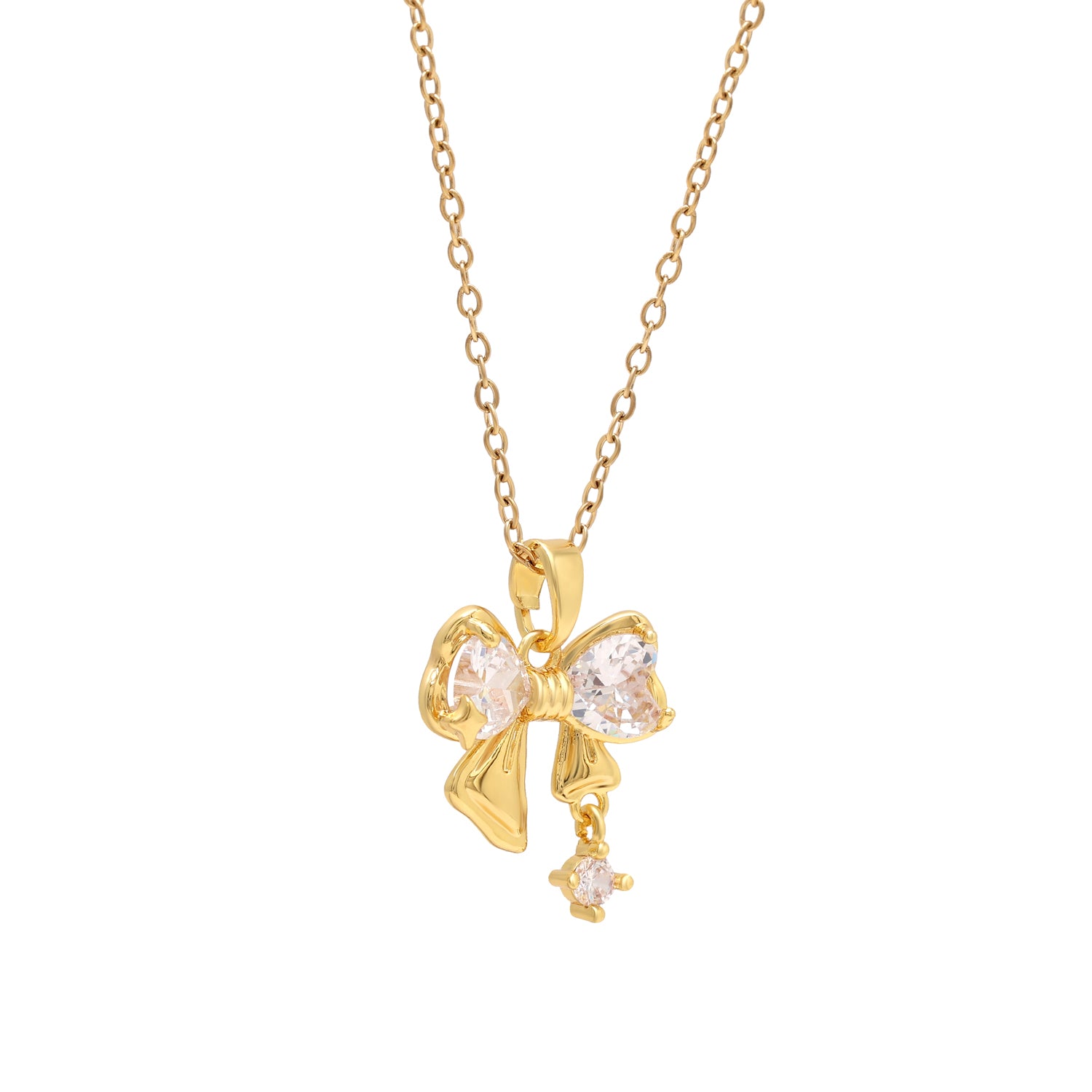 White Color Heart Shape Surgical Steel 18k Gold Plated Demi Fine Necklace - Preyans.com