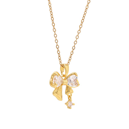 White Color Heart Shape Surgical Steel 18k Gold Plated Demi Fine Necklace - Preyans.com