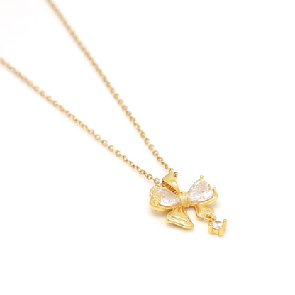 White Color Heart Shape Surgical Steel 18k Gold Plated Demi Fine Necklace - Preyans.com