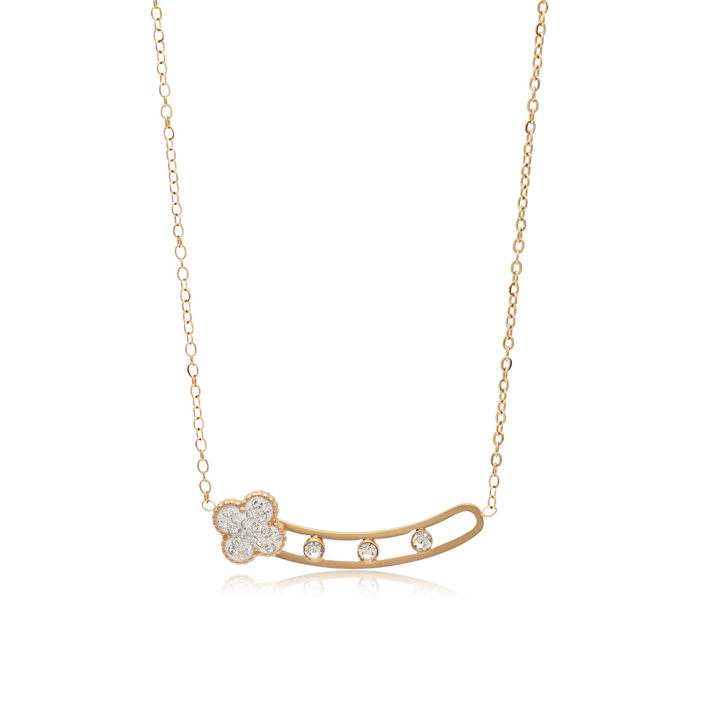 White Color Surgical Steel 18k Gold Plated Demi Fine Necklace - Preyans.com