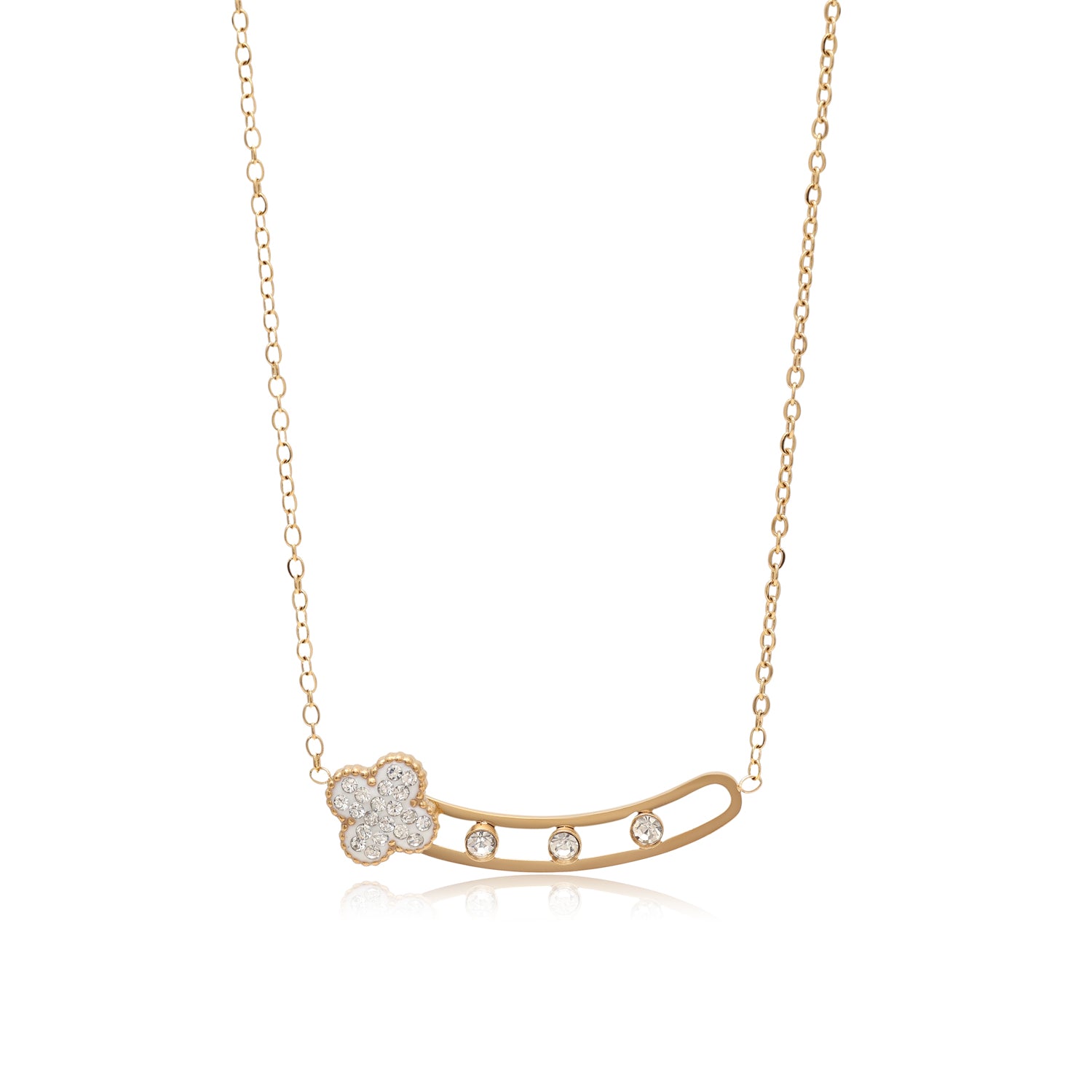 White Color Surgical Steel 18k Gold Plated Demi Fine Necklace - Preyans.com