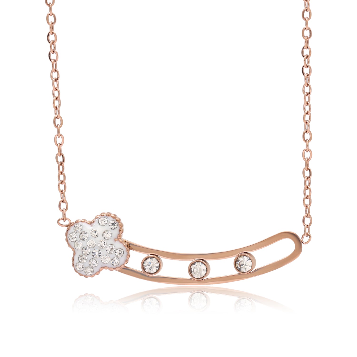 White Color Surgical Steel 18k Gold Plated Demi Fine Necklace - Preyans.com