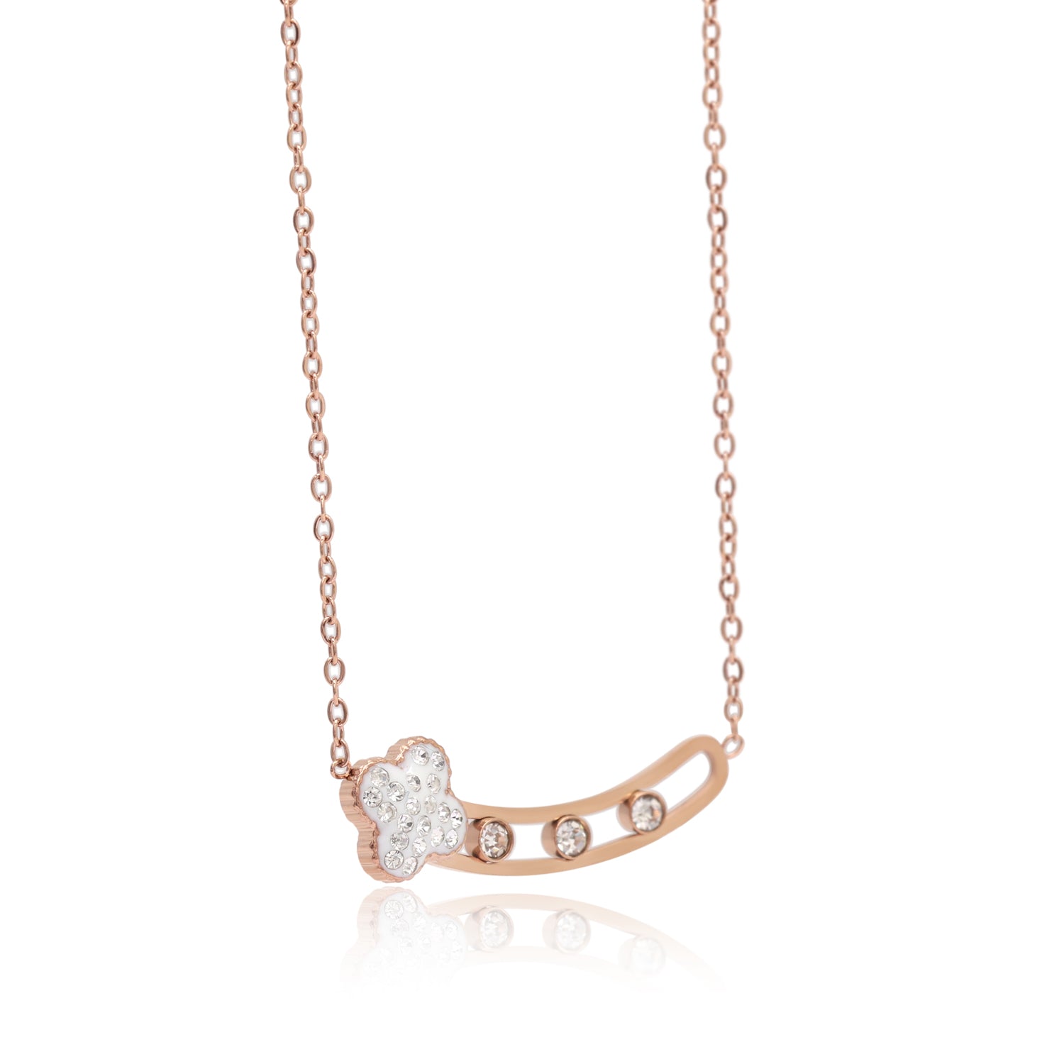 White Color Surgical Steel 18k Gold Plated Demi Fine Necklace - Preyans.com