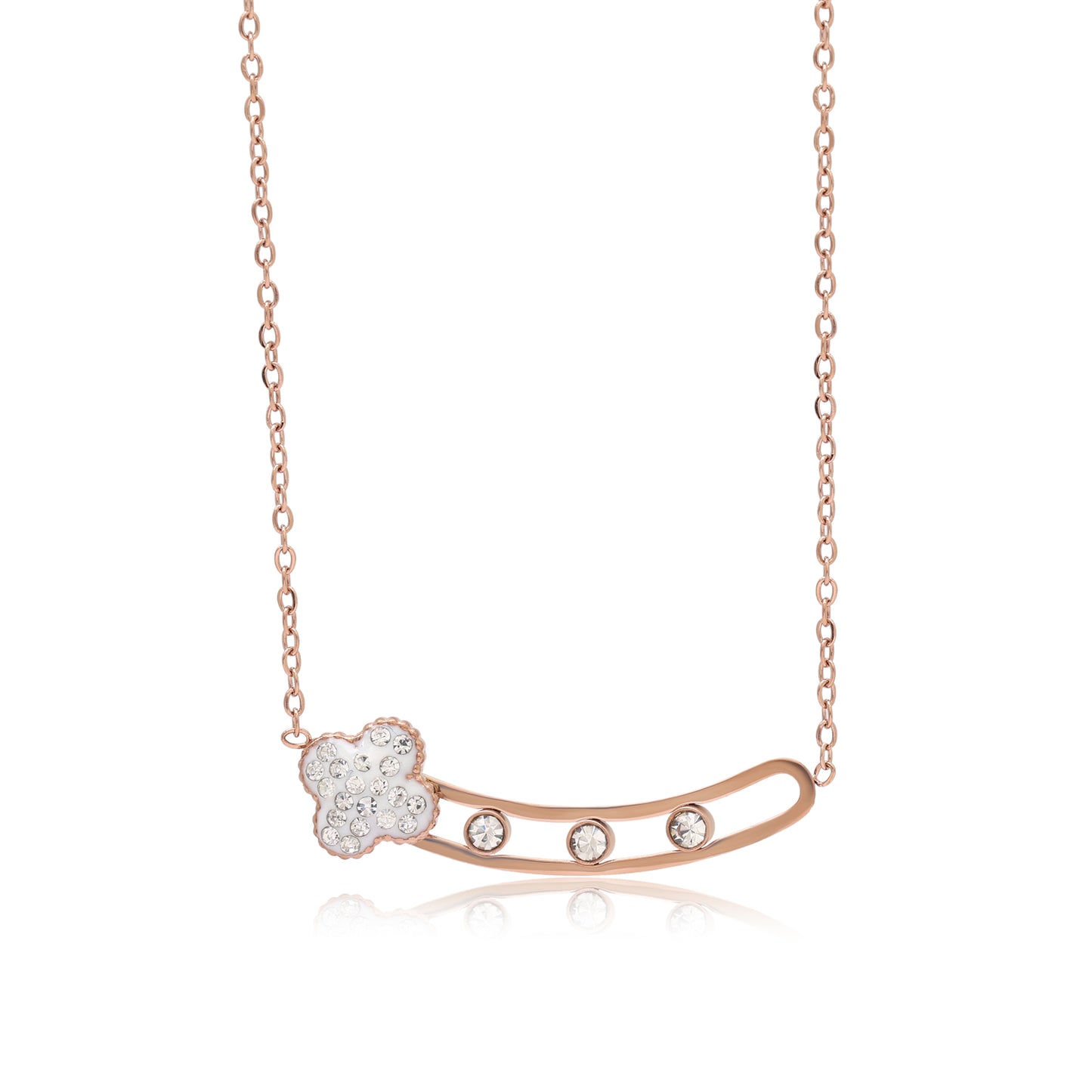 White Color Surgical Steel 18k Gold Plated Demi Fine Necklace - Preyans.com