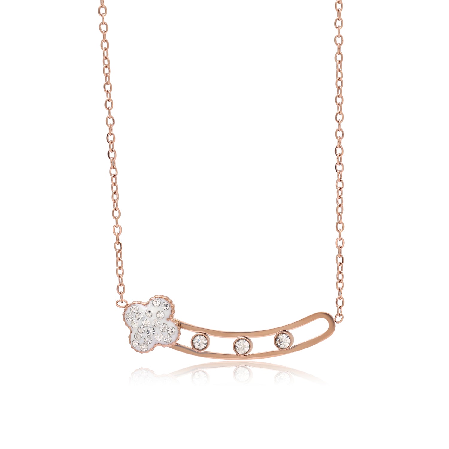 White Color Surgical Steel 18k Gold Plated Demi Fine Necklace - Preyans.com