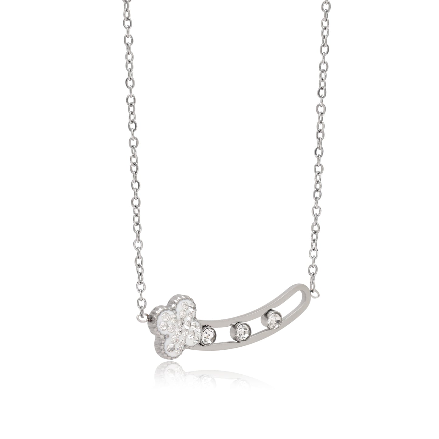 Silver Color Surgical Steel Silver Plated Demi Fine Necklace - Preyans.com