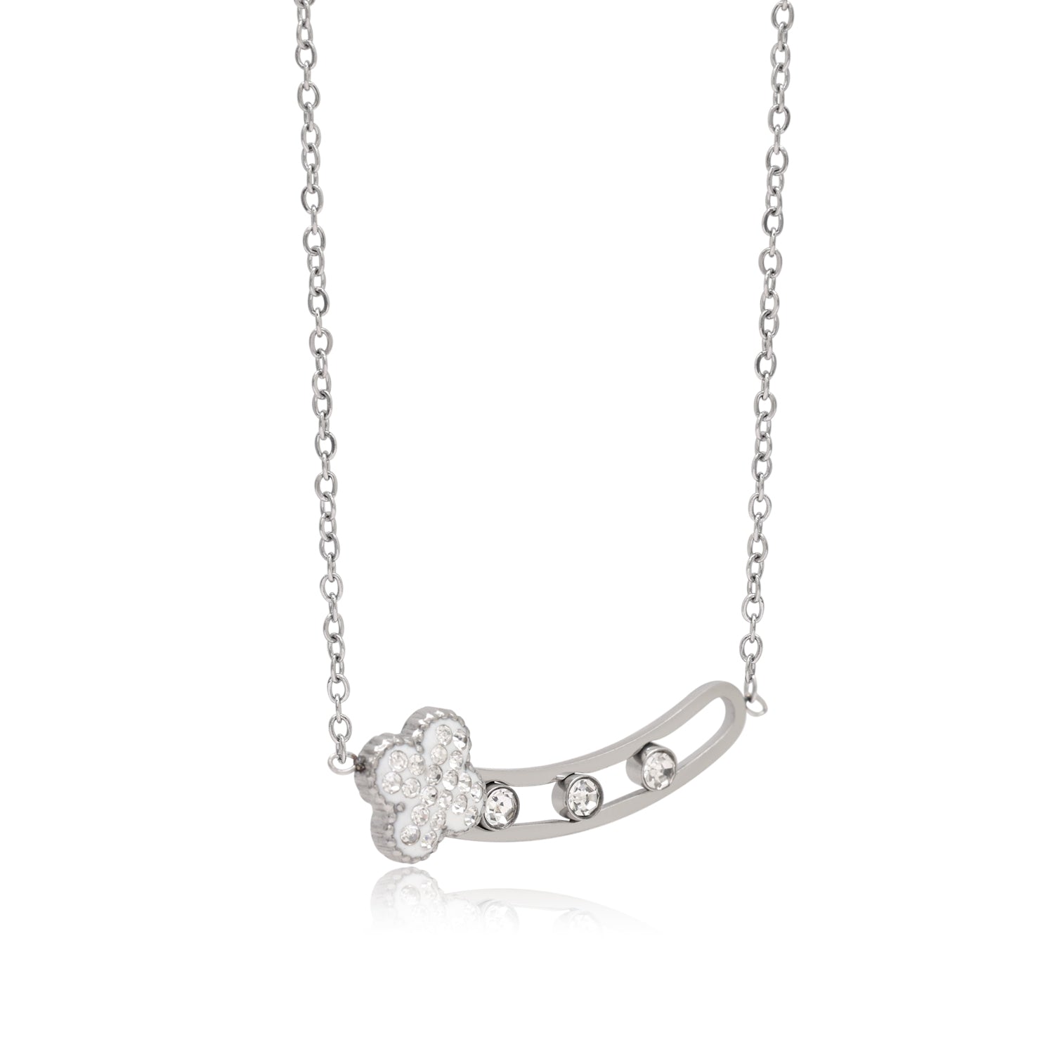 Silver Color Surgical Steel Silver Plated Demi Fine Necklace - Preyans.com