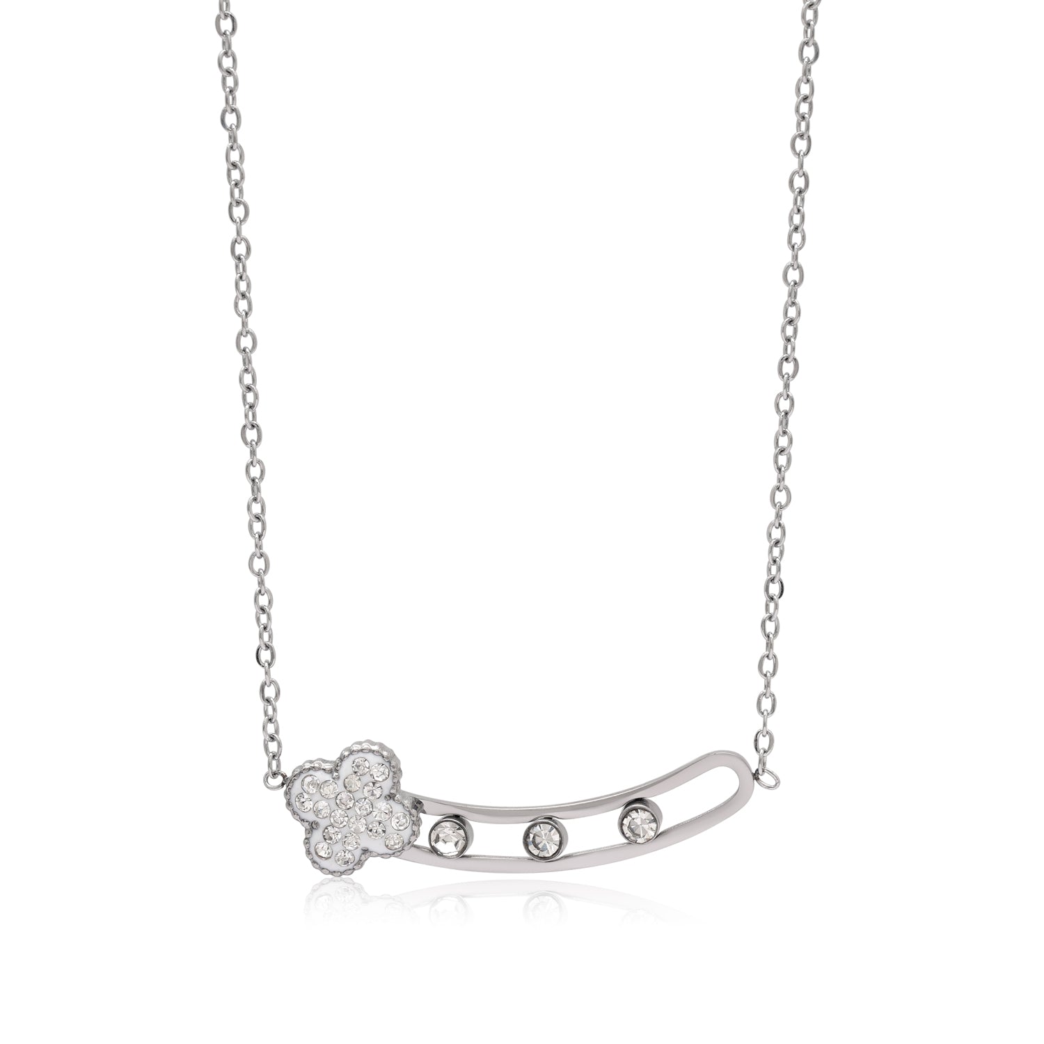 Silver Color Surgical Steel Silver Plated Demi Fine Necklace - Preyans.com