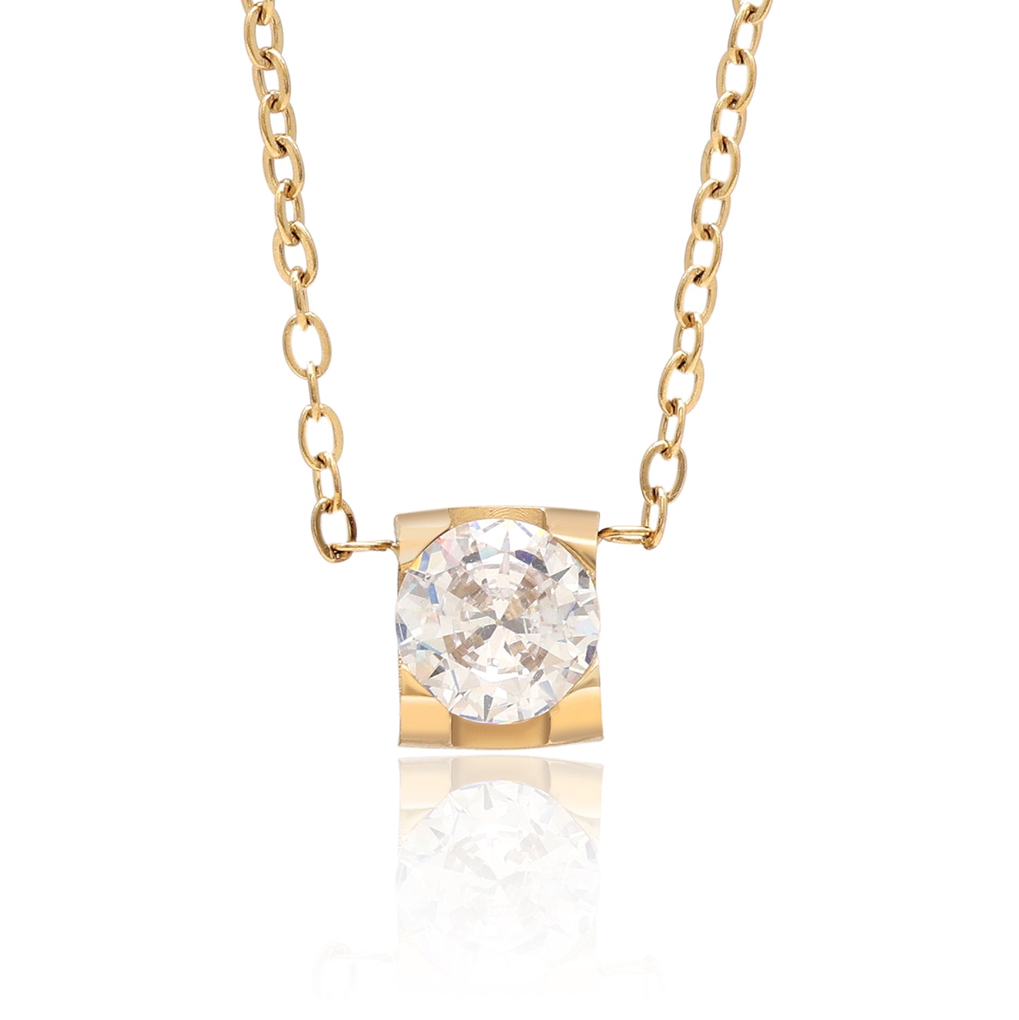 White Color Surgical Steel 18k Gold Plated Demi Fine Necklace - Preyans.com