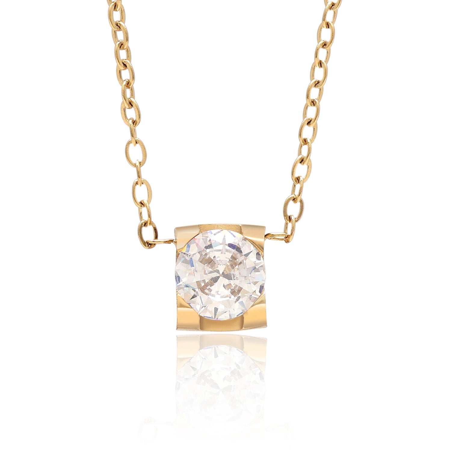 White Color Surgical Steel 18k Gold Plated Demi Fine Necklace - Preyans.com