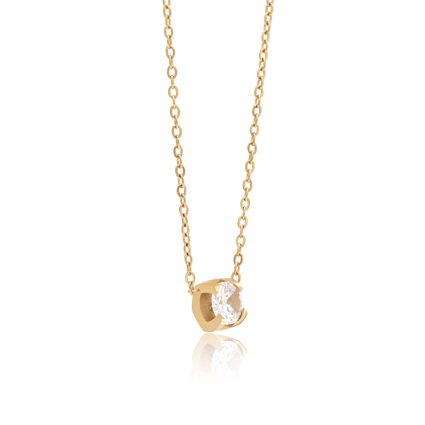 White Color Surgical Steel 18k Gold Plated Demi Fine Necklace - Preyans.com