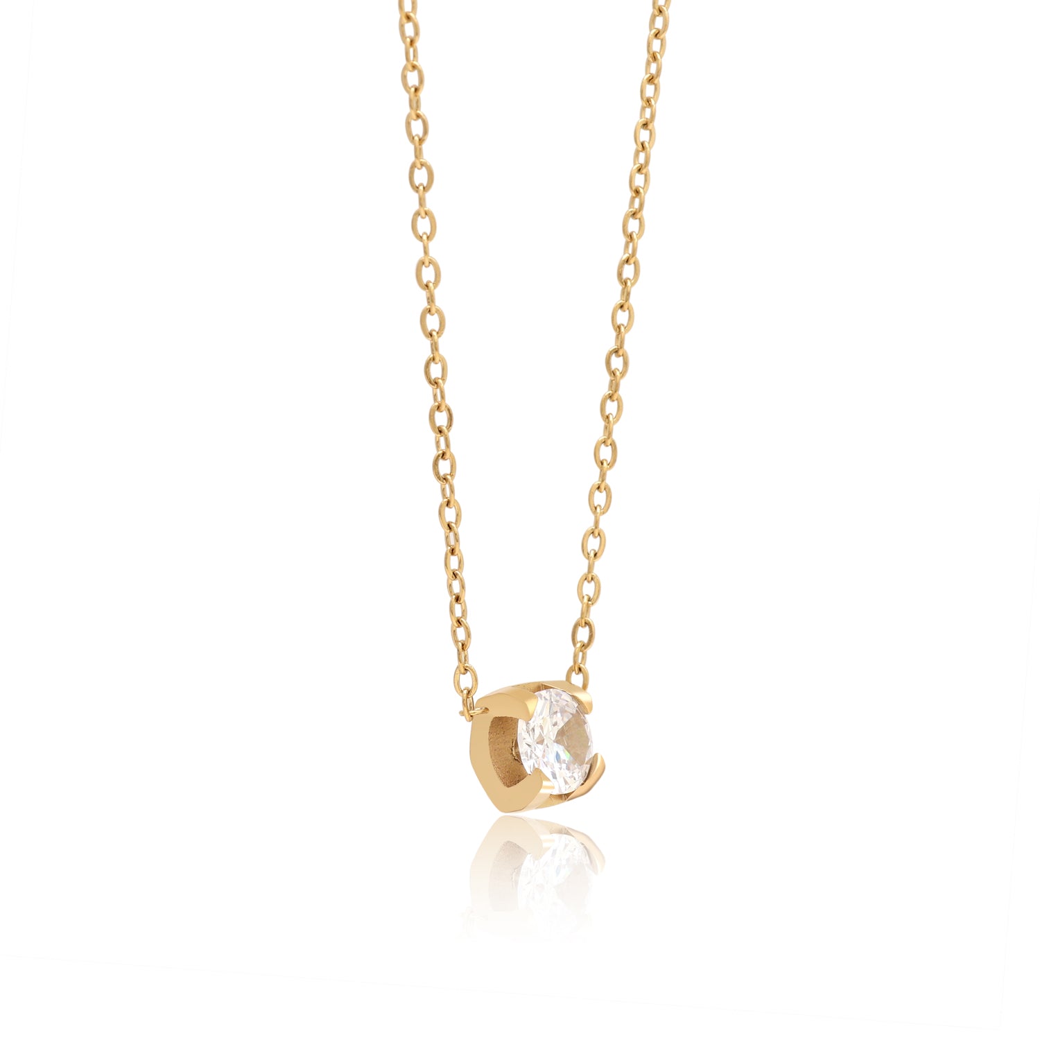White Color Surgical Steel 18k Gold Plated Demi Fine Necklace - Preyans.com