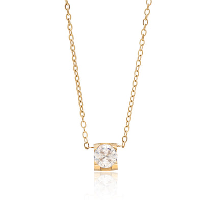 White Color Surgical Steel 18k Gold Plated Demi Fine Necklace - Preyans.com