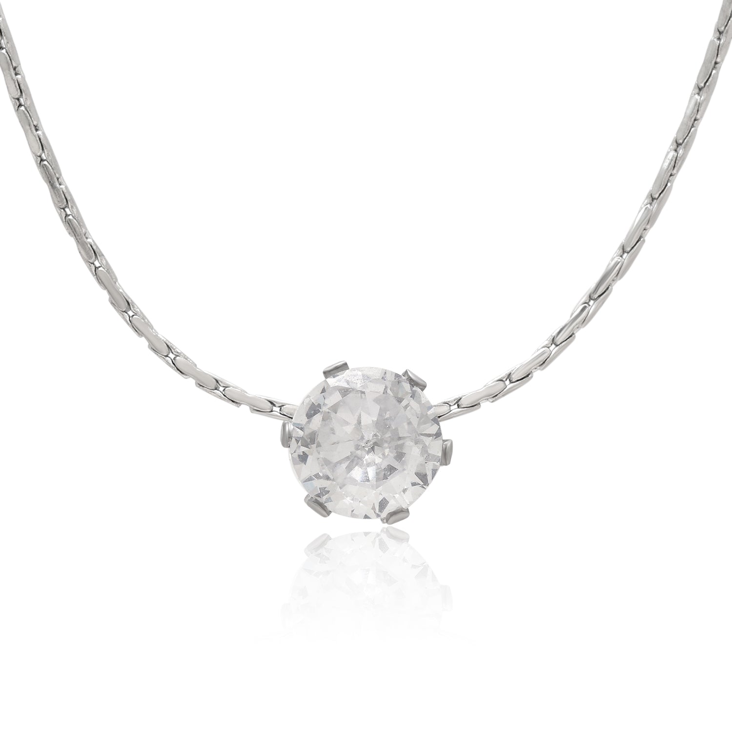 Silver Color Surgical Steel Silver Plated Demi Fine Necklace - Preyans.com