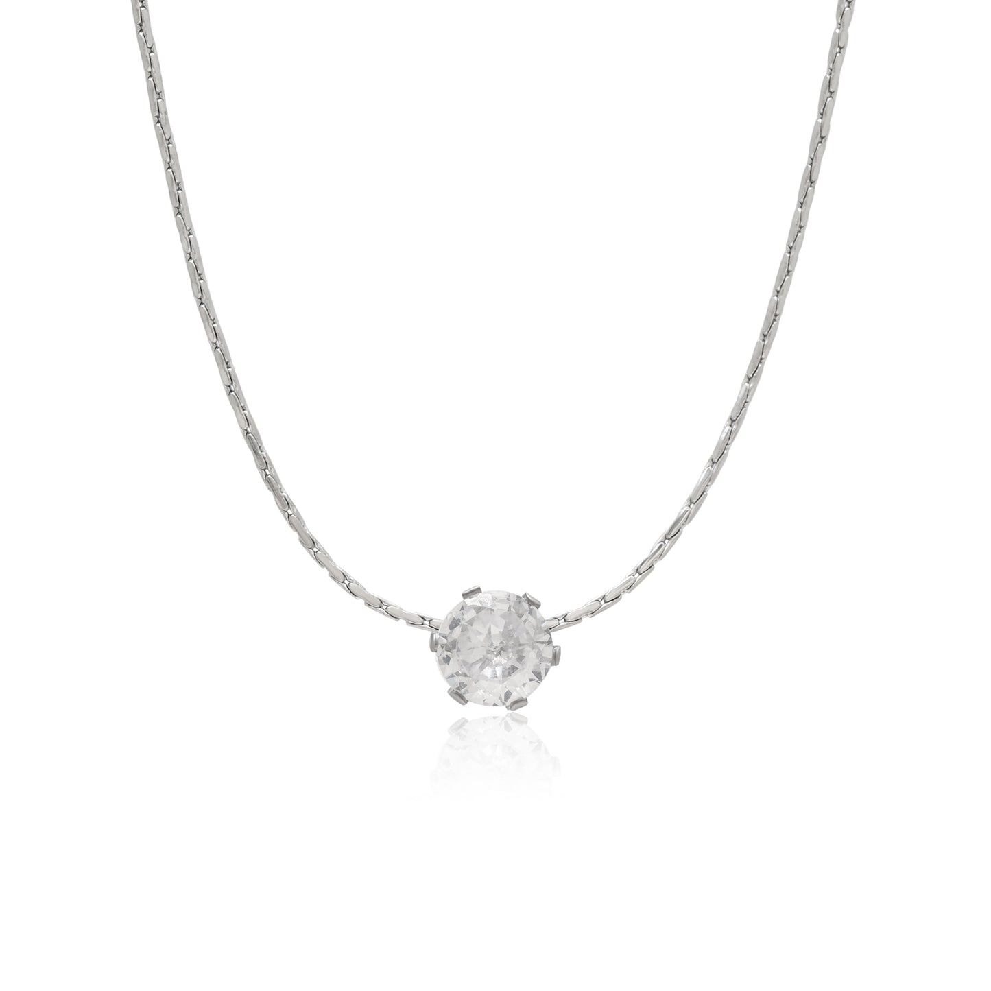 Silver Color Surgical Steel Silver Plated Demi Fine Necklace - Preyans.com