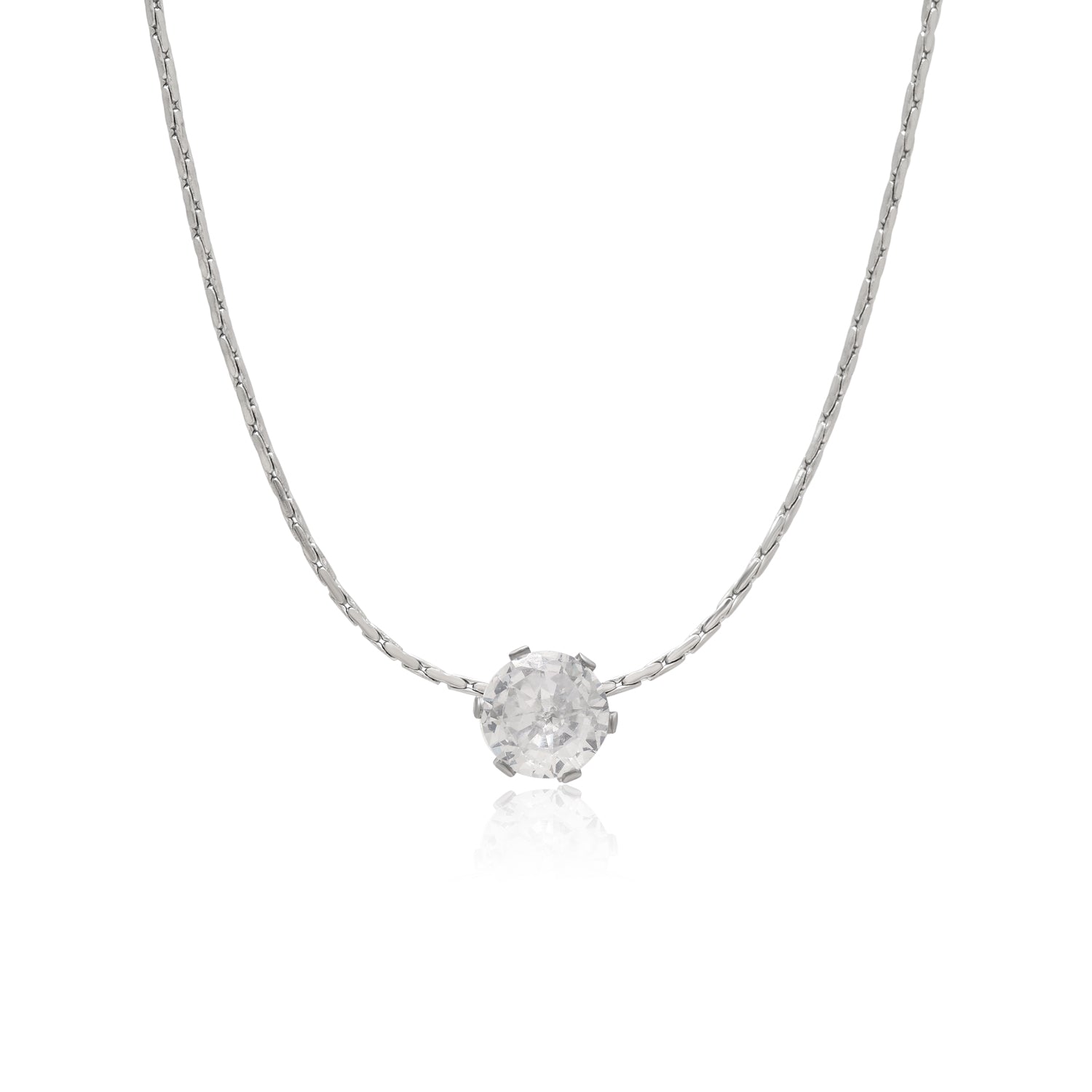 Silver Color Surgical Steel Silver Plated Demi Fine Necklace - Preyans.com