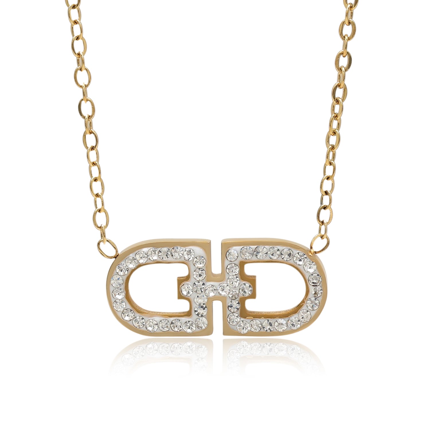 White Color Surgical Steel 18k Gold Plated Demi Fine Necklace - Preyans.com