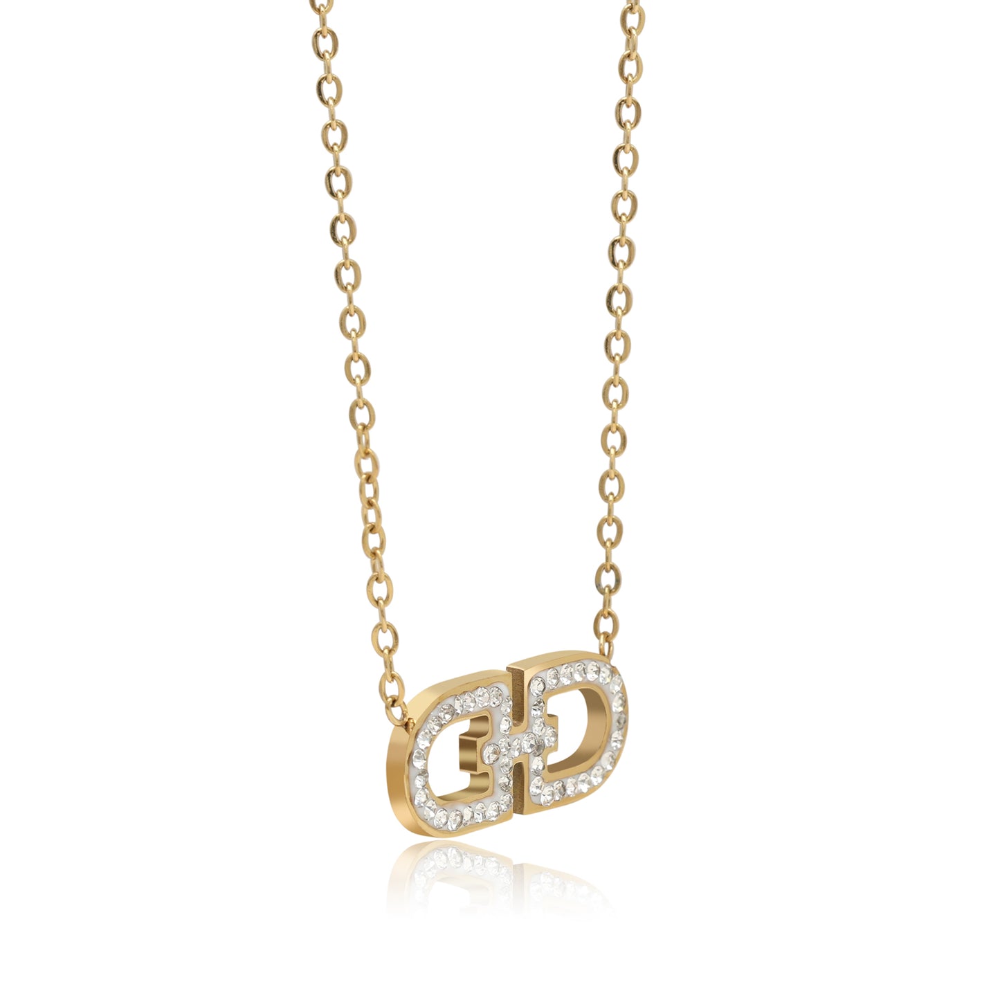 White Color Surgical Steel 18k Gold Plated Demi Fine Necklace - Preyans.com