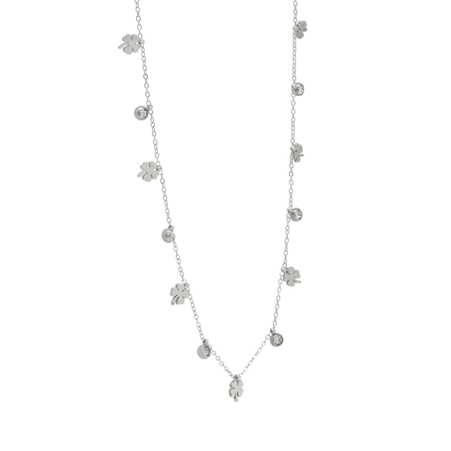 Silver Color Surgical Steel Silver Plated Demi Fine Necklace - Preyans.com