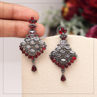 Orange Color Black Antique Earrings (DRKDE168ORG) - Preyans.com