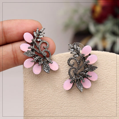 Pink Color Black Antique Earrings (DRKDE171PNK) - Preyans.com