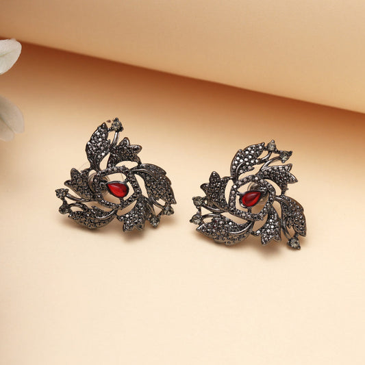 Orange Color Black Antique Earrings (DRKDE172ORG) - Preyans.com