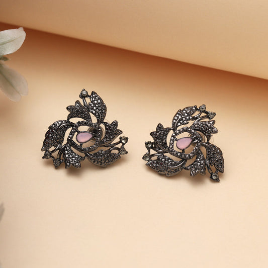 Pink Color Black Antique Earrings (DRKDE172PNK) - Preyans.com