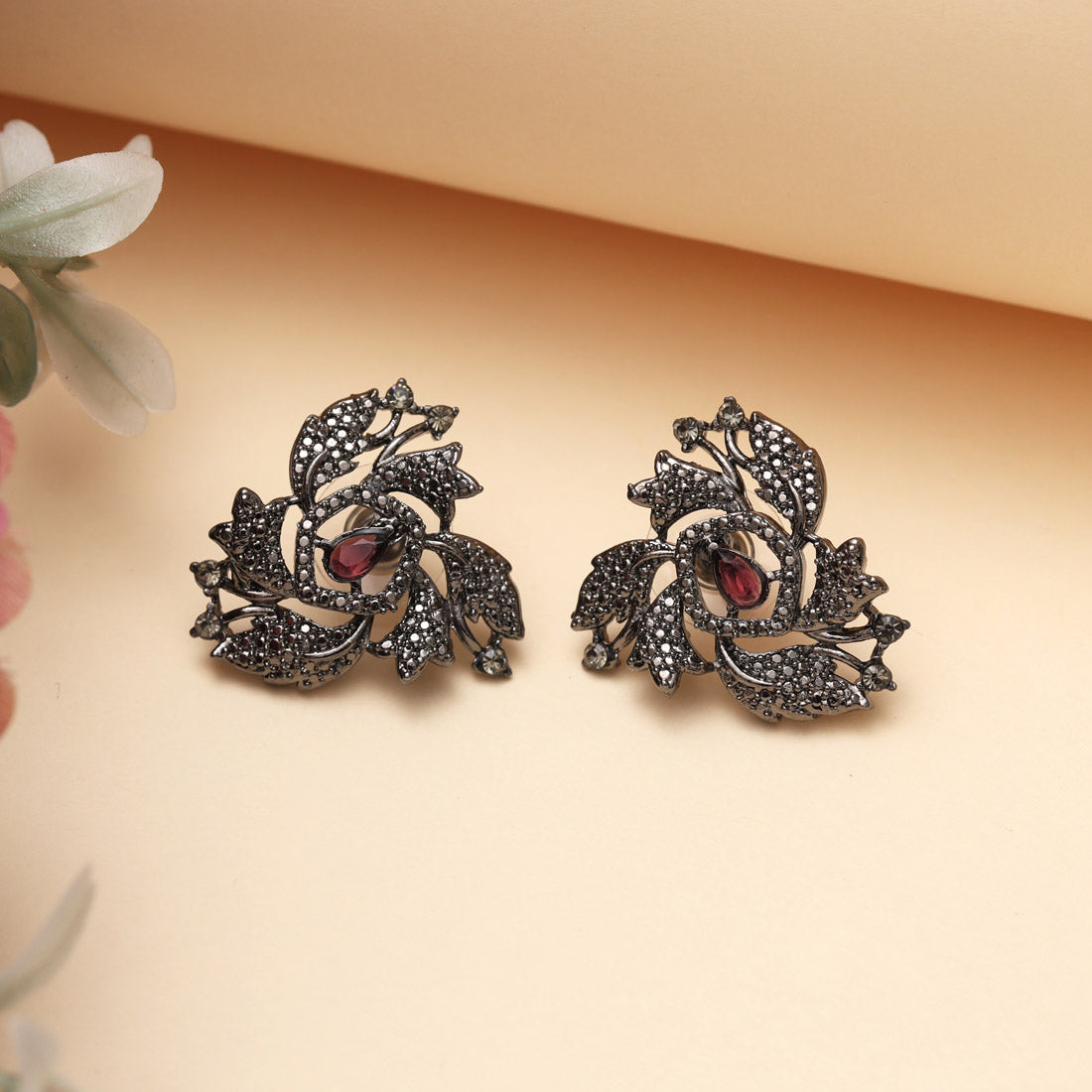 Purple Color Black Antique Earrings (DRKDE172PRP) - Preyans.com