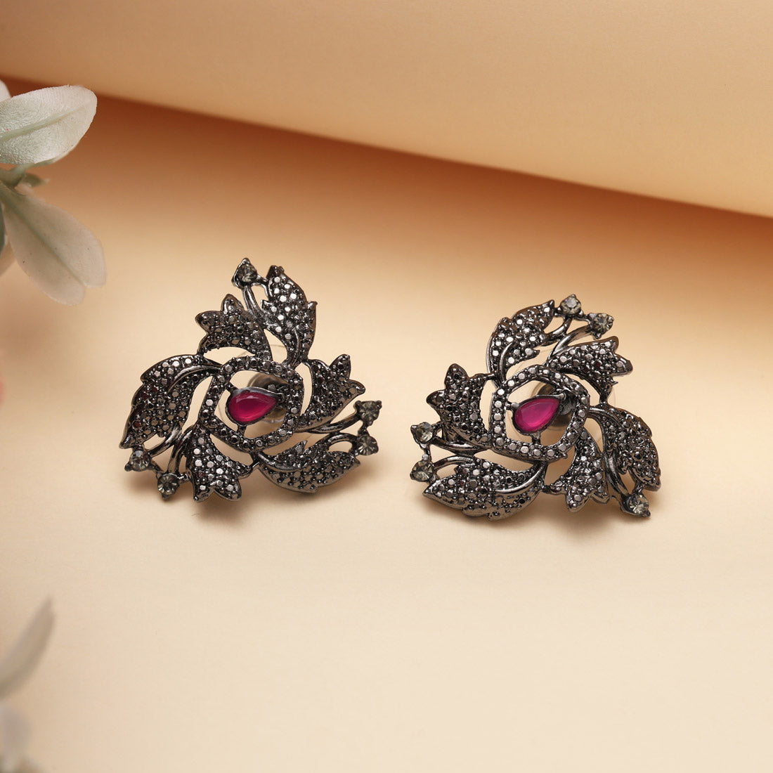 Rani Color Black Antique Earrings (DRKDE172RNI) - Preyans.com