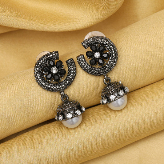 Black Color Black Antique Earrings (DRKDE173BLK) - Preyans.com