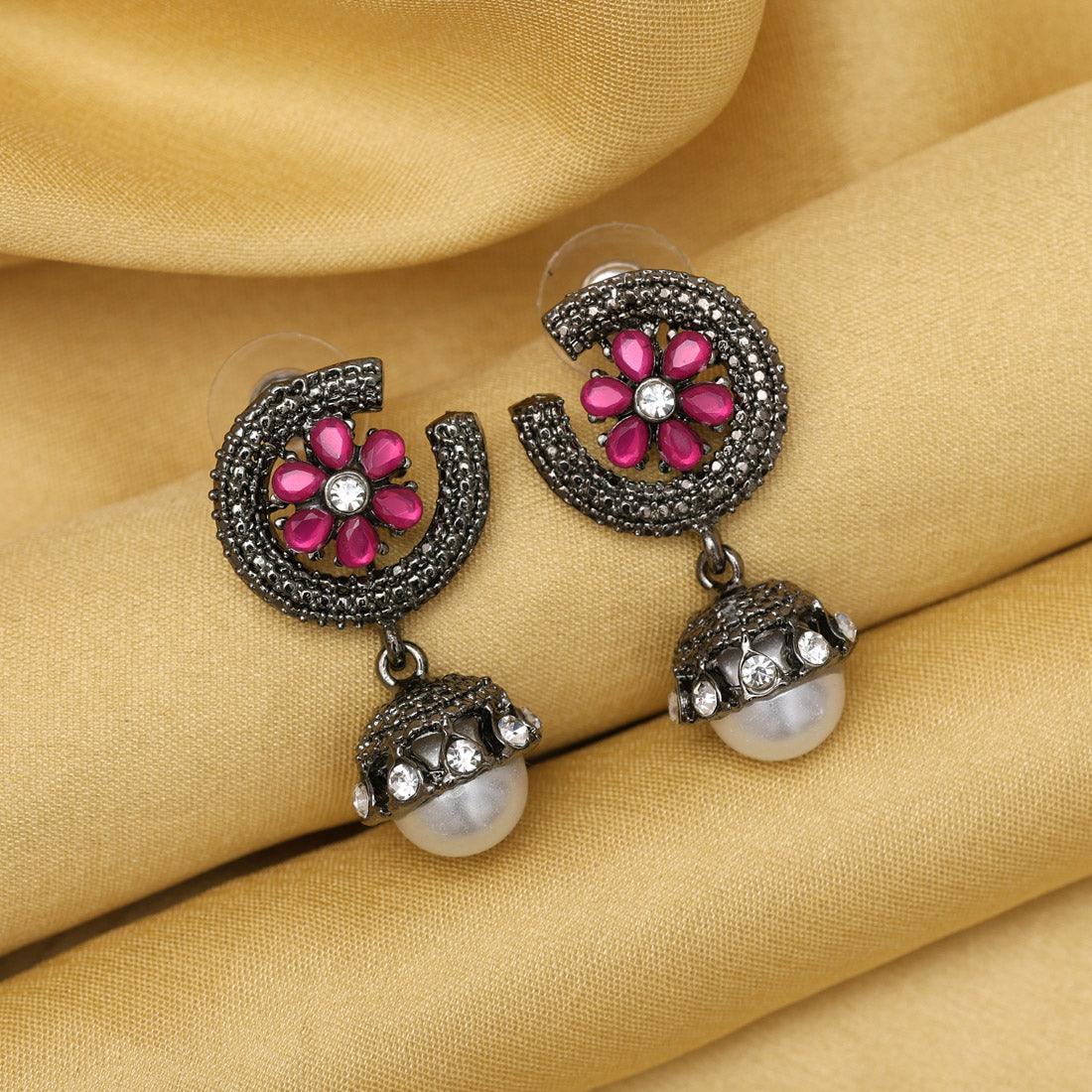 Rani Color Black Antique Earrings (DRKDE173RNI) - Preyans.com