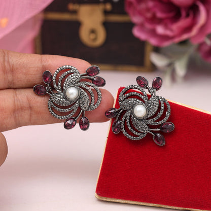 Purple Color Black Antique Earrings (DRKDE174PRP) - Preyans.com