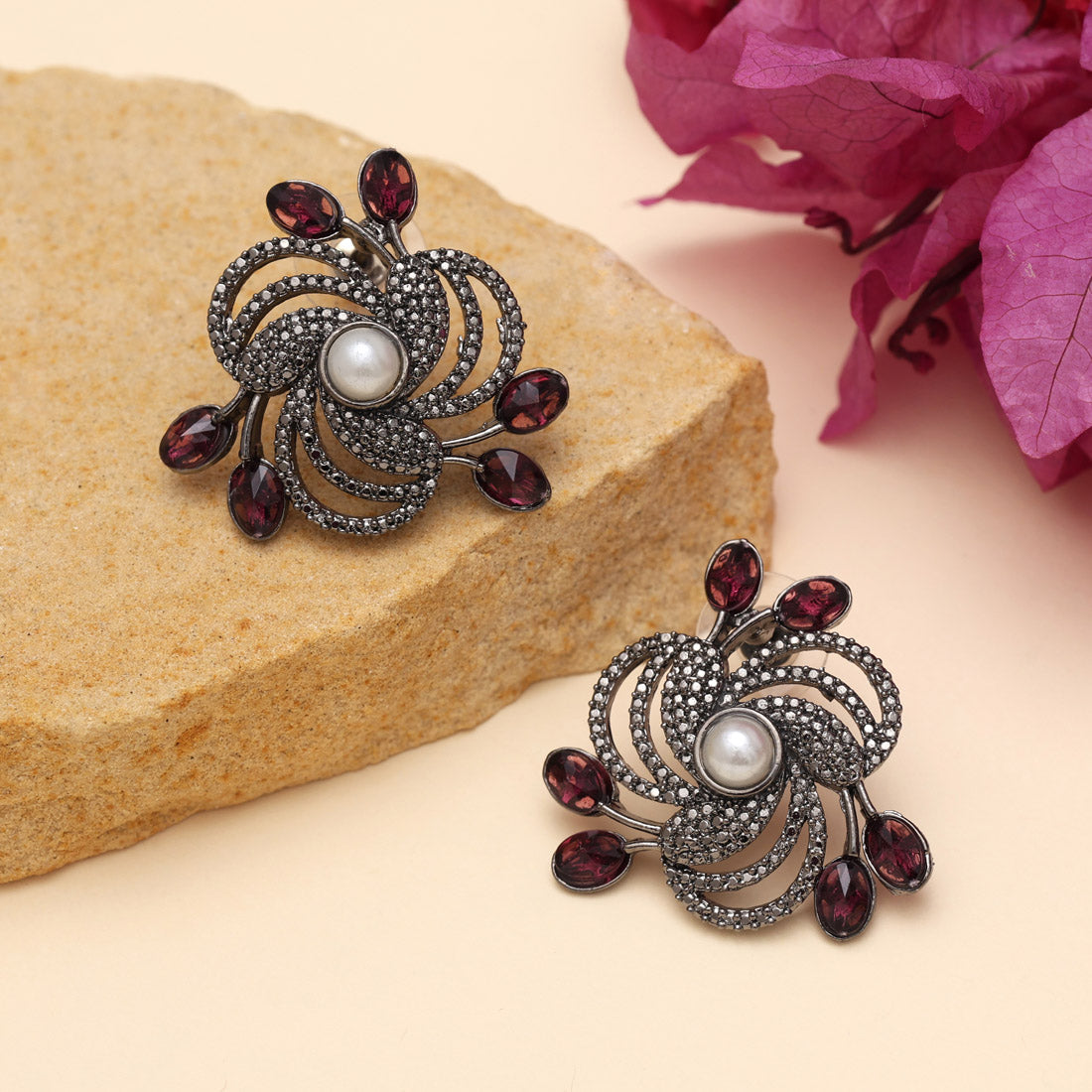 Purple Color Black Antique Earrings (DRKDE174PRP) - Preyans.com