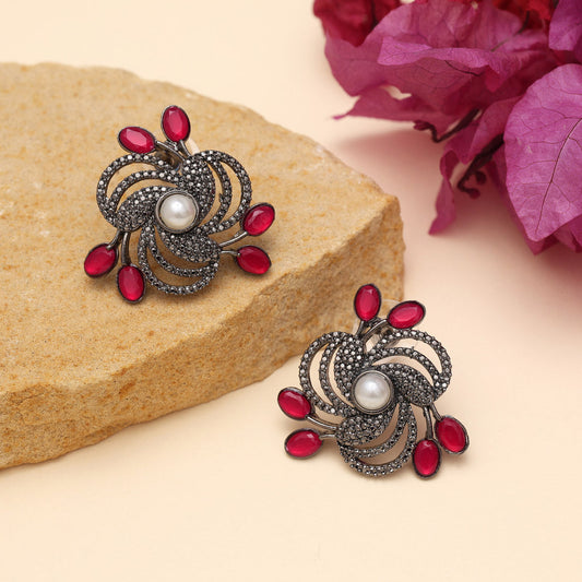 Rani Color Black Antique Earrings (DRKDE174RNI) - Preyans.com