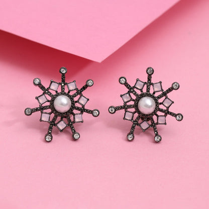 Pink Color Black Antique Earrings (DRKDE175PNK) - Preyans.com