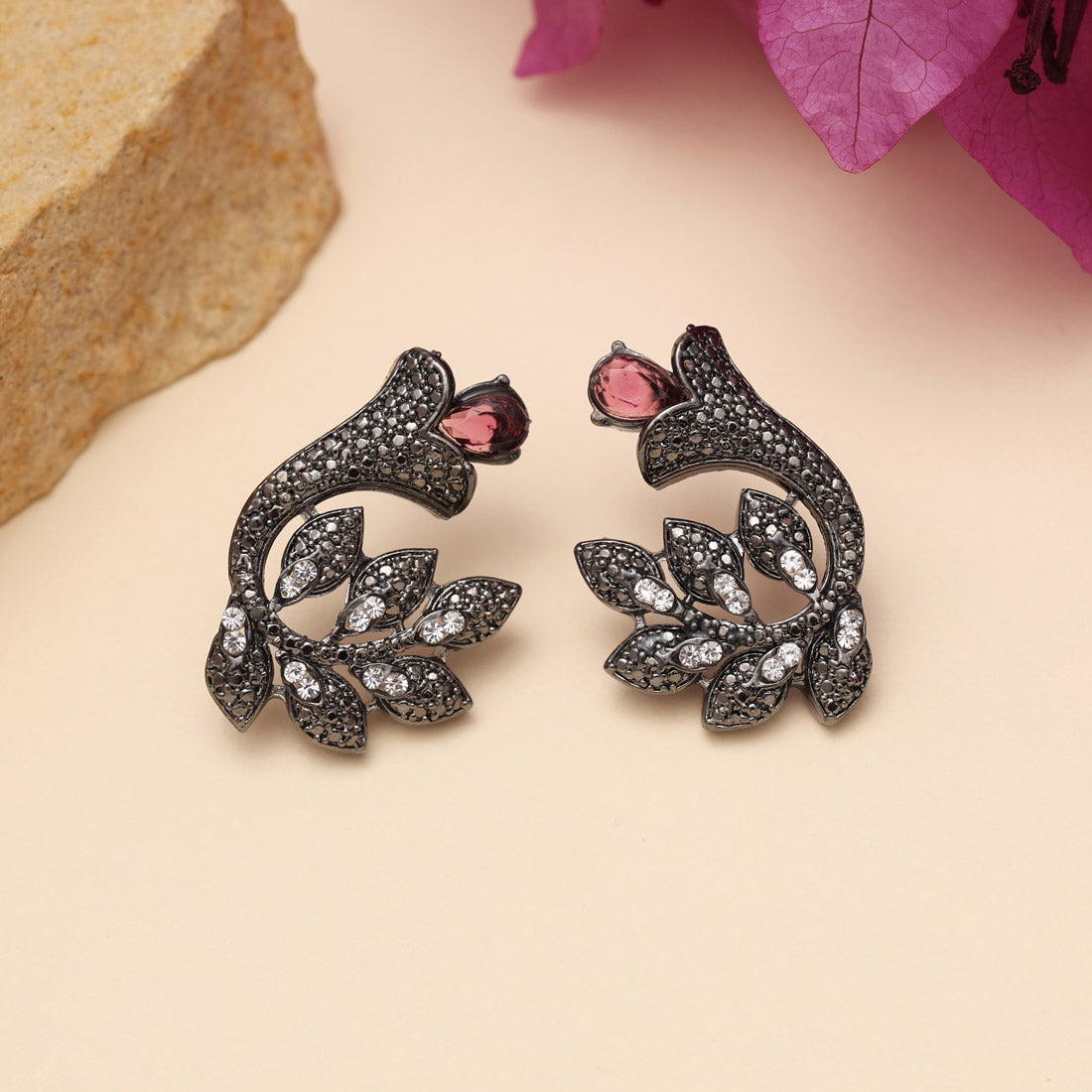 Purple Color Black Antique Earrings (DRKDE176PRP) - Preyans.com