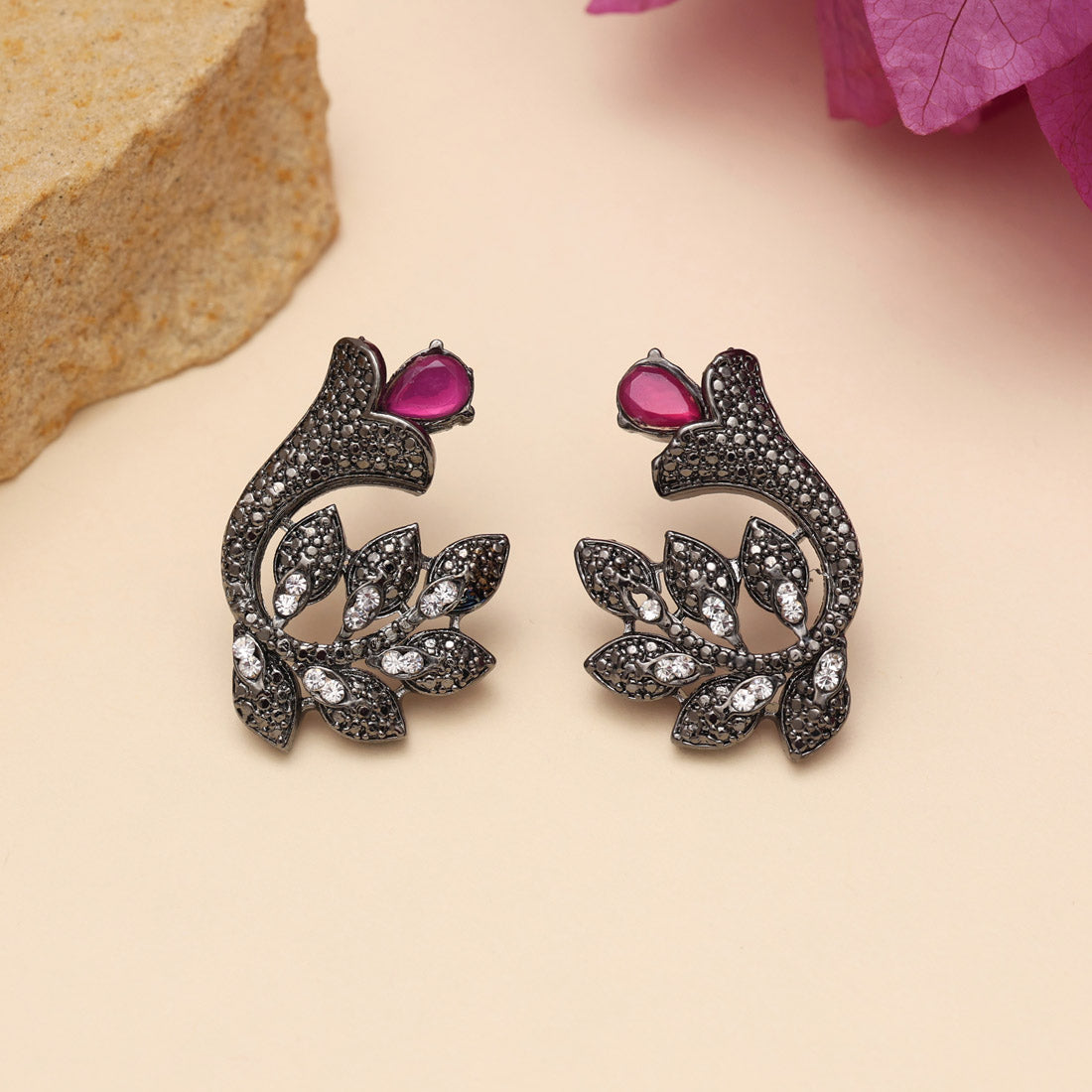 Rani Color Black Antique Earrings (DRKDE176RNI) - Preyans.com