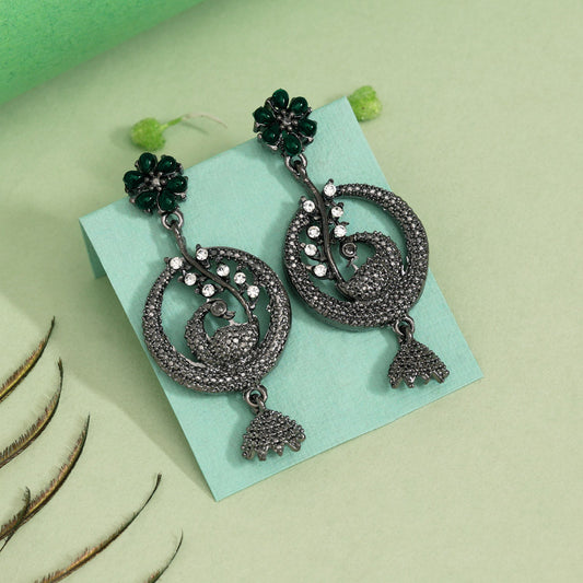 Green Color Fashion Earrings - Preyans.com