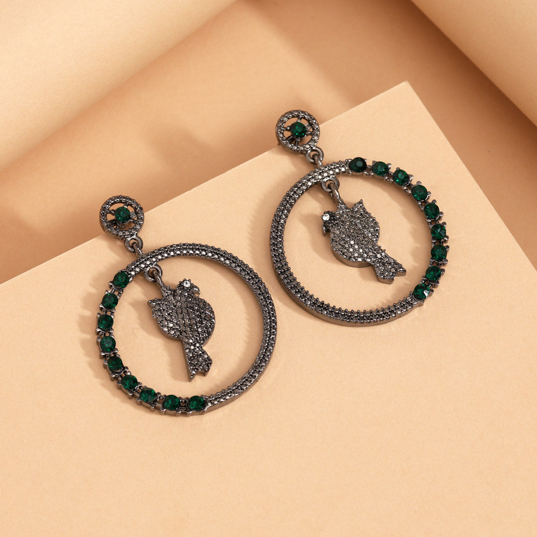 Green Color Fashion Earrings - Preyans.com