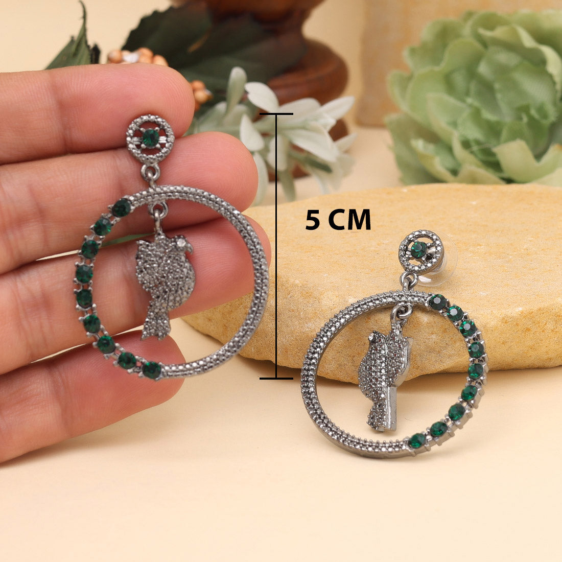 Green Color Fashion Earrings - Preyans.com