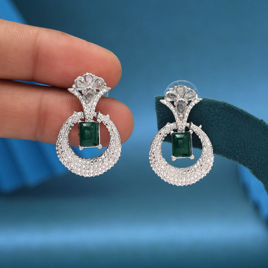 Green Color Fashion Earrings - eindiawholesale.com