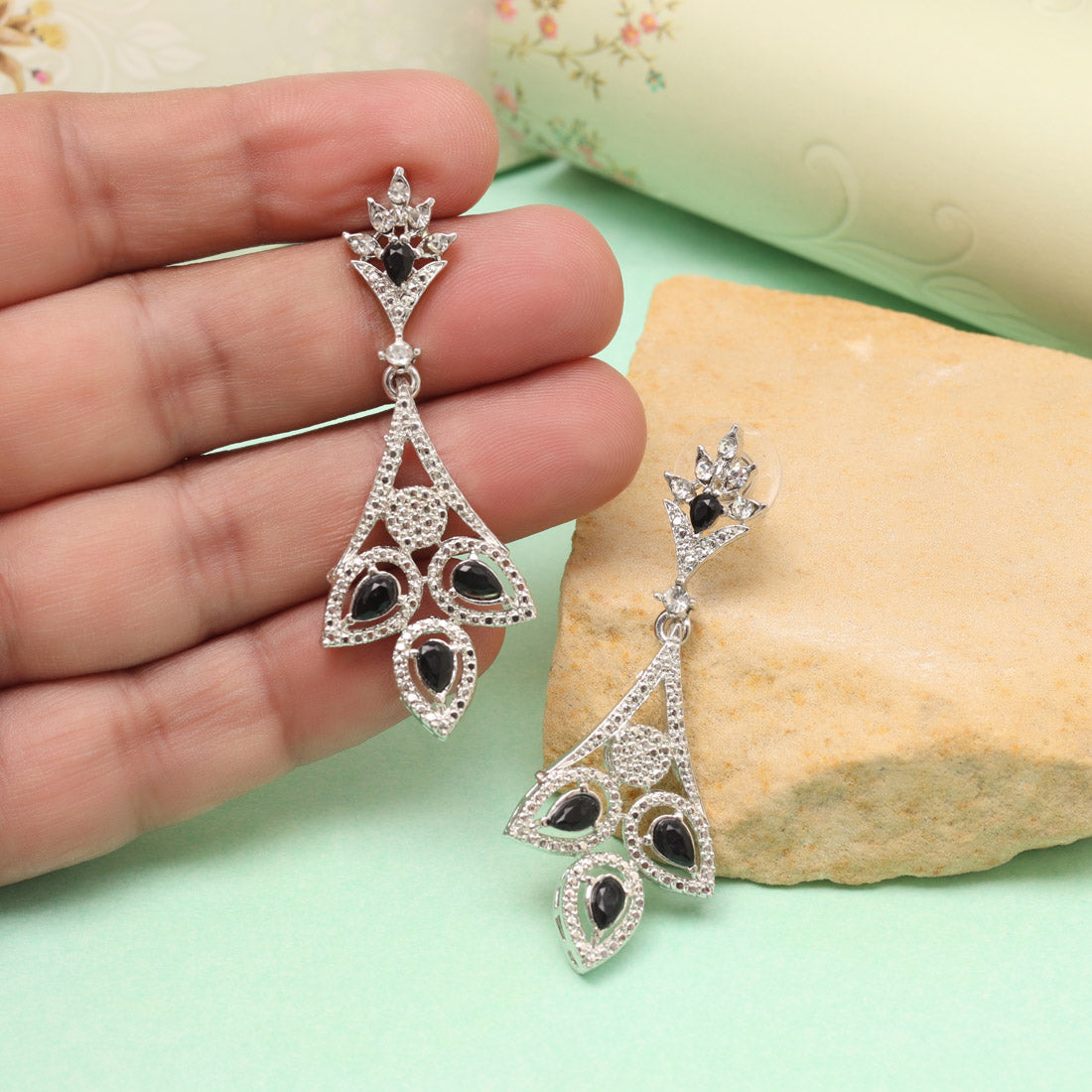 Glossy Black Color Fashion Earrings - Preyans.com