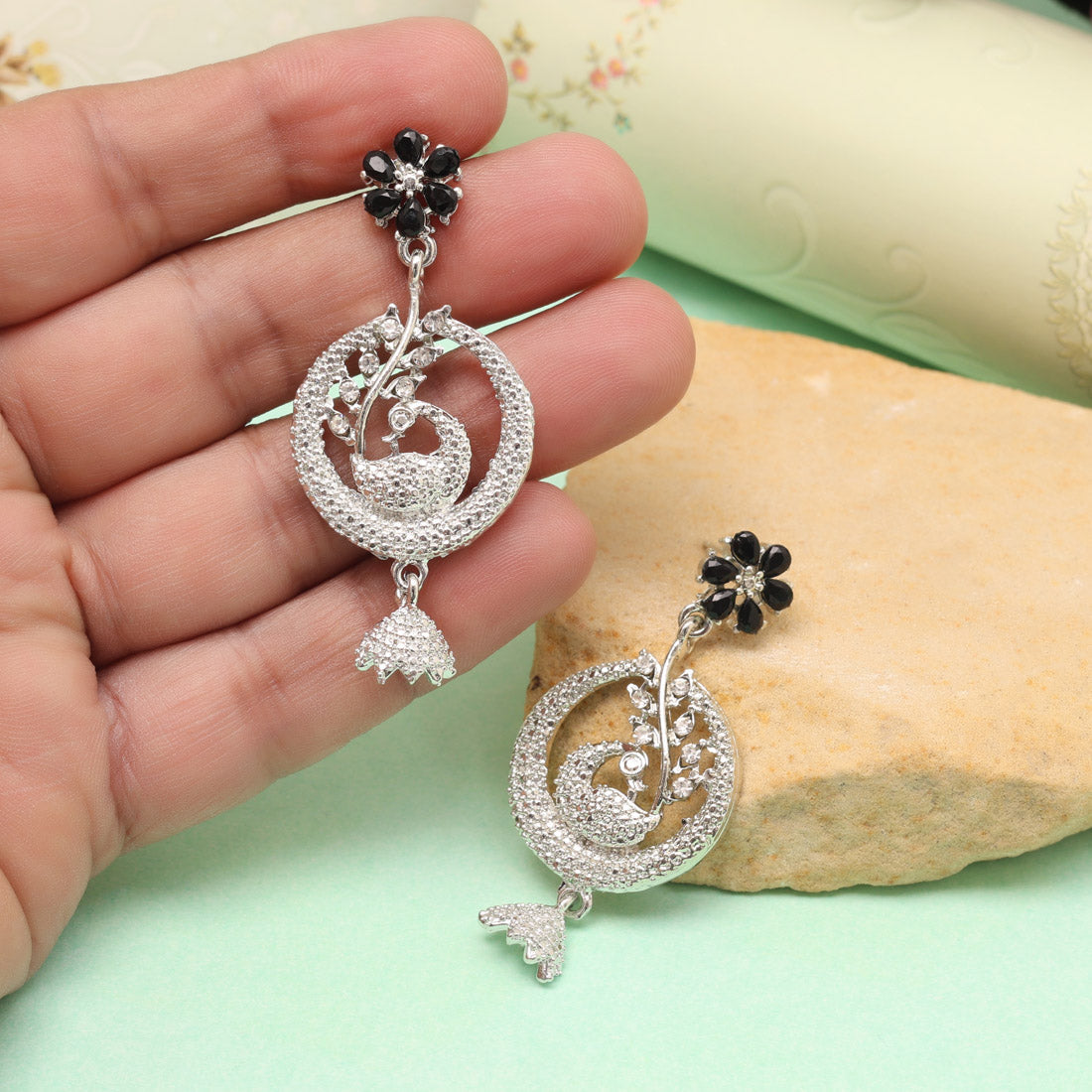 Edgy Black Color Fashion Earrings - Preyans.com